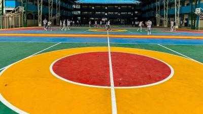 Prefectura reconstruy&oacute; las canchas de uso m&uacute;ltiple de la Unidad Educativa &ldquo;Primero de Mayo&rdquo;
